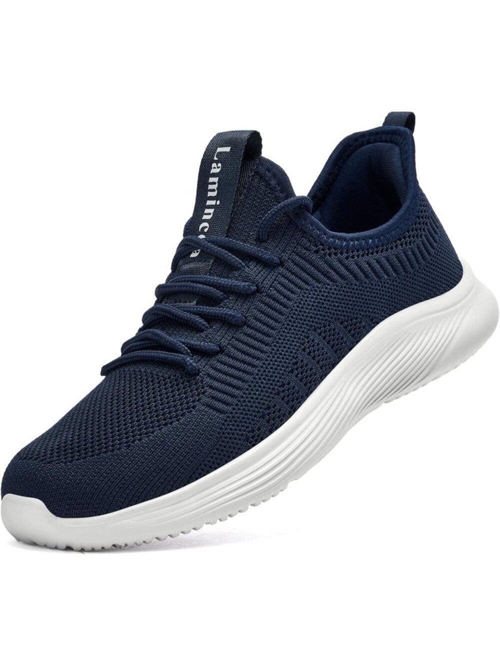 Women's Navy Blue Mesh Slip On Walking Running Lightweight Fashion Sneaker